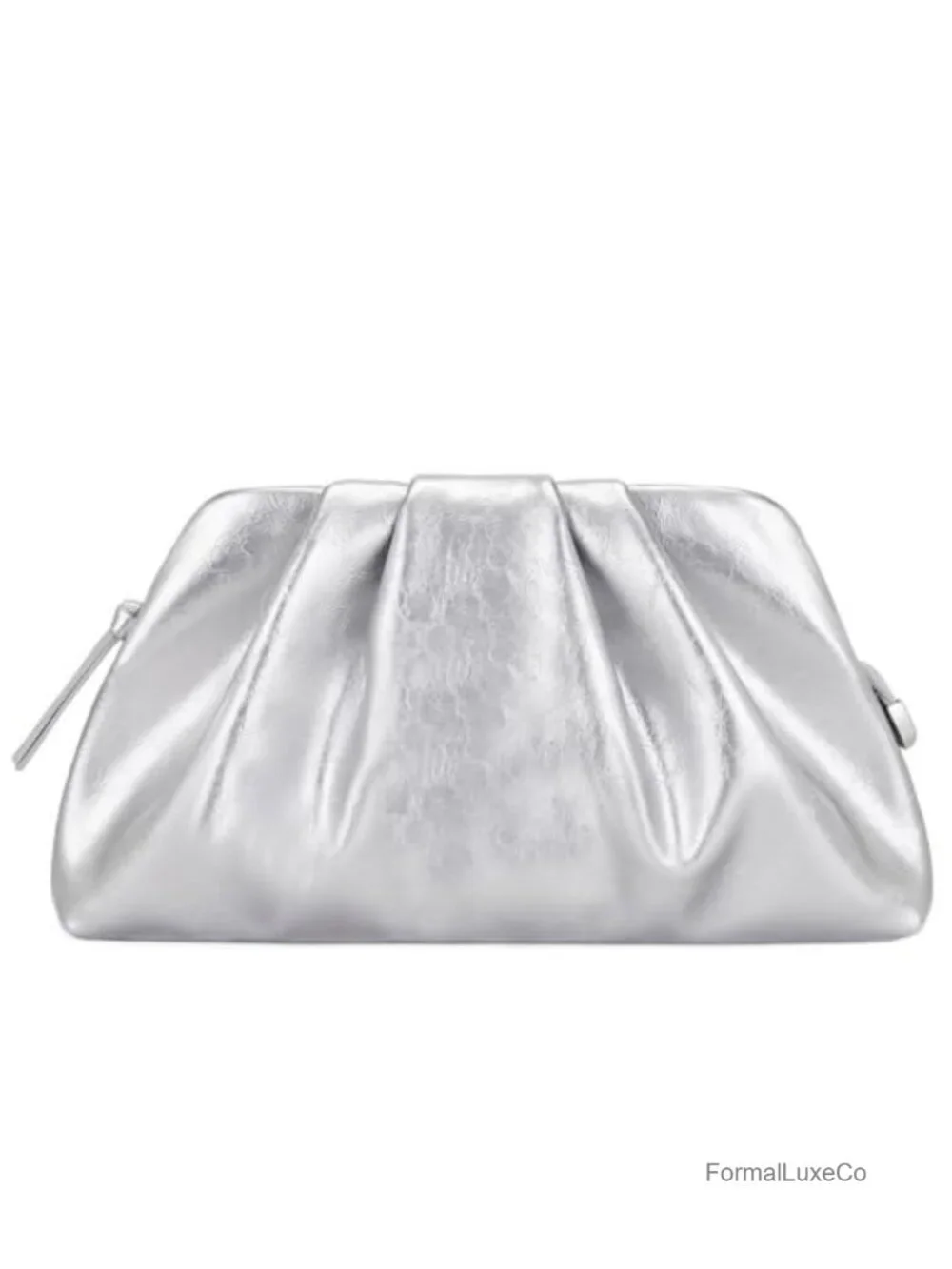 Shiny PU Leather Pleated Evening Clutch Bag with Shoulder Strap